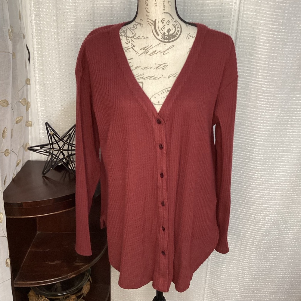 JustFab Waffle Knit Thermal Top